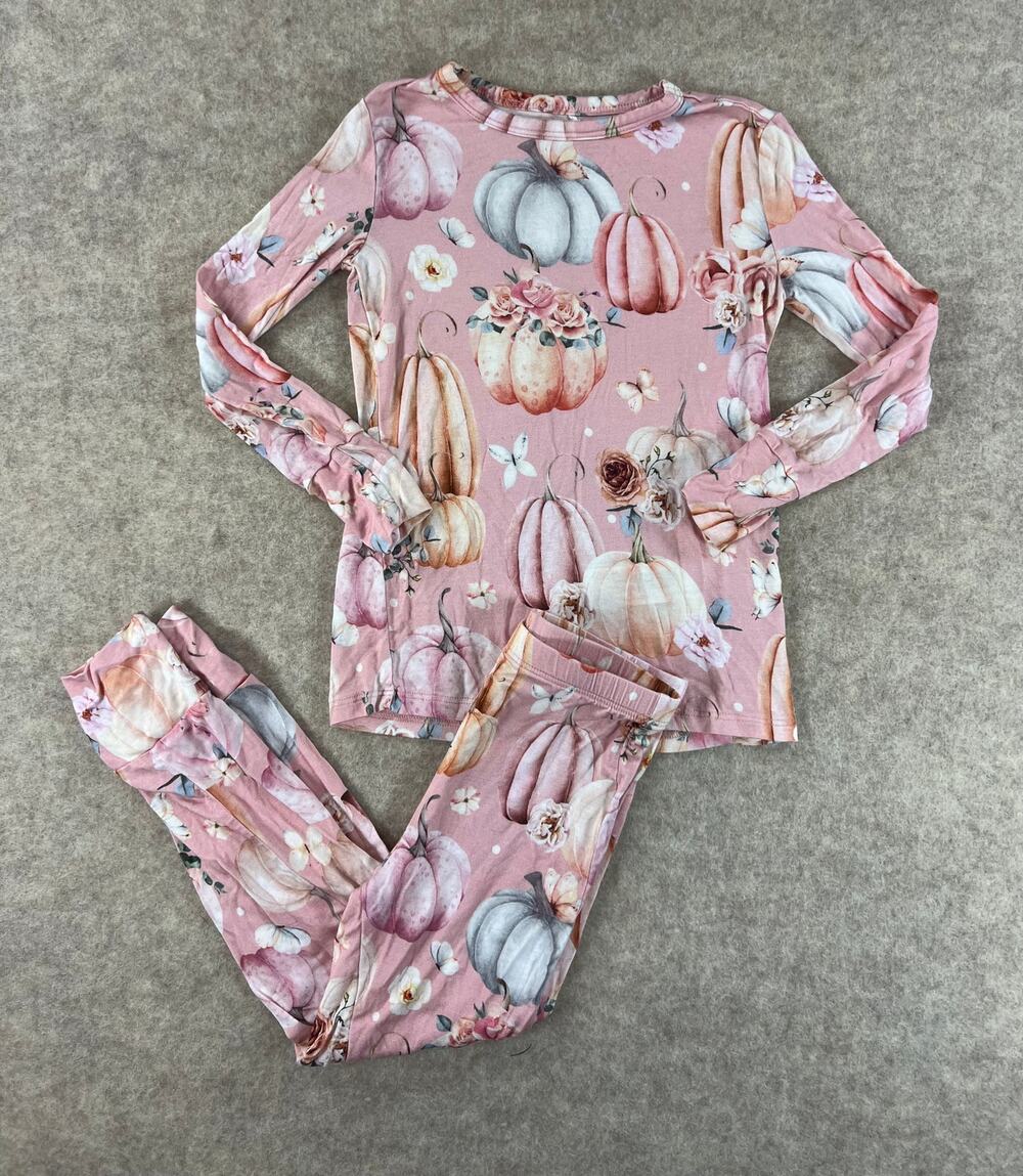 Posh Peanut Talena Pink Pumpkins Bamboo Pajama Set Size 5/6
